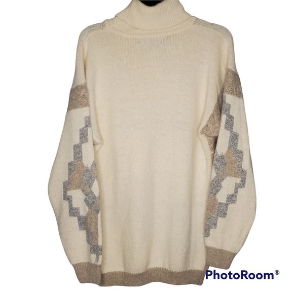 Vtg 90s turtleneck knit tunic sweater silk angora lambs wool nylon Southwestern - Picture 6 of 11